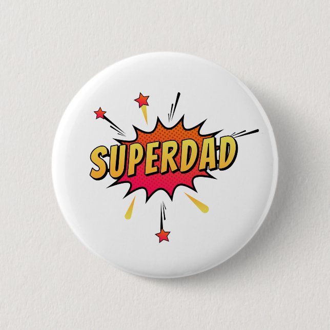 Superdad Comic Retro Pop Art | Schaltfläche Button (Vorderseite)
