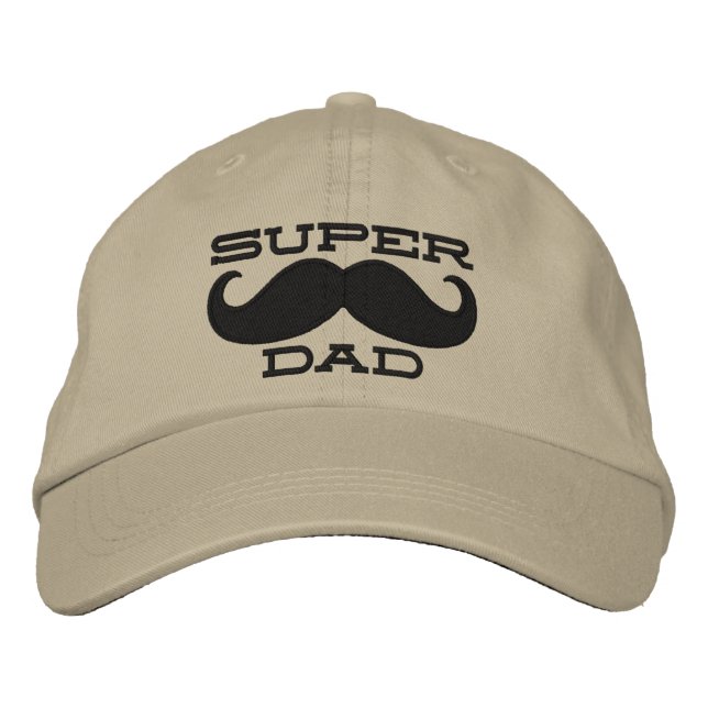 Superdad Mustache SUPER VATER Bestickte Kappe (Vorderseite)