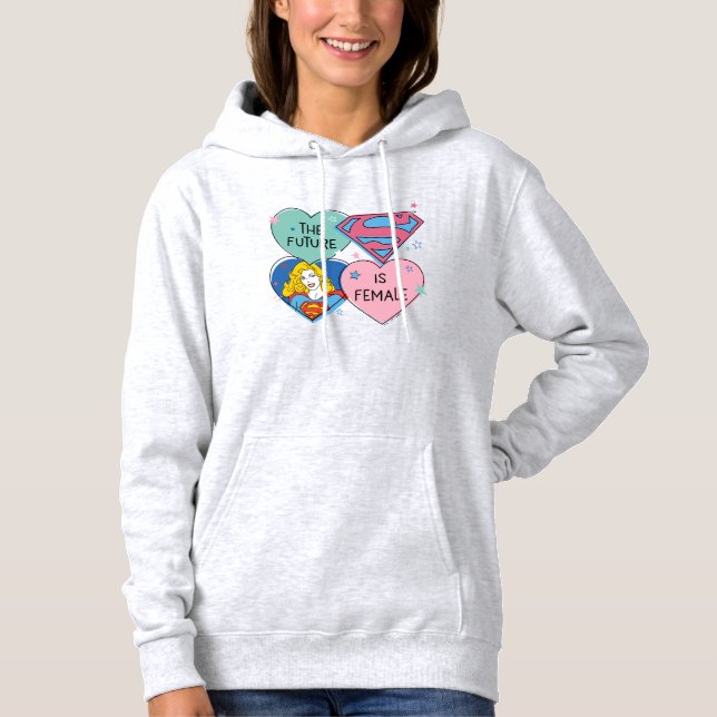 Supergirl aus dieser Welt Retro Grafik Hoodie (Vorderseite)