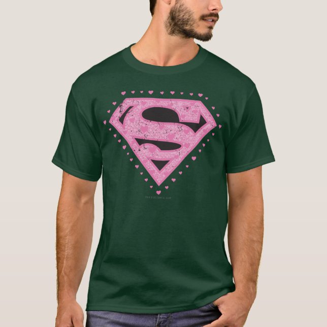 Supergirl beunruhigte Logo-Schwarzes und Rosa T-Shirt (Vorderseite)