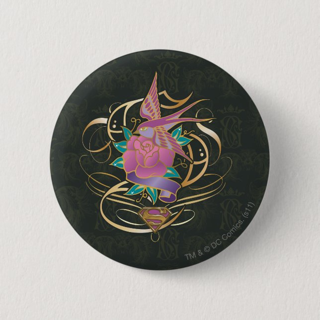 Supergirl Bird und Blume Button (Vorderseite)