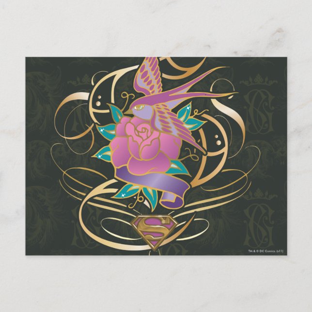 Supergirl Bird und Blume Postkarte (Vorderseite)