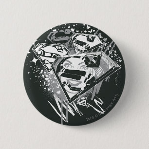 Supergirl Black and White Button