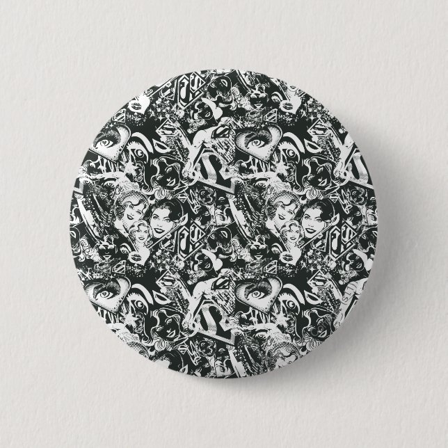 Supergirl Black and White Collage Button (Vorderseite)