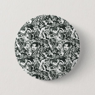 Supergirl Black and White Collage Button