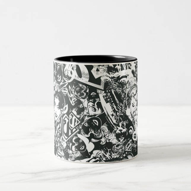 Supergirl Black and White Collage Zweifarbige Tasse (Mittel)