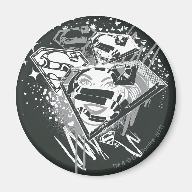Supergirl Black and White Magnet (Vorne)