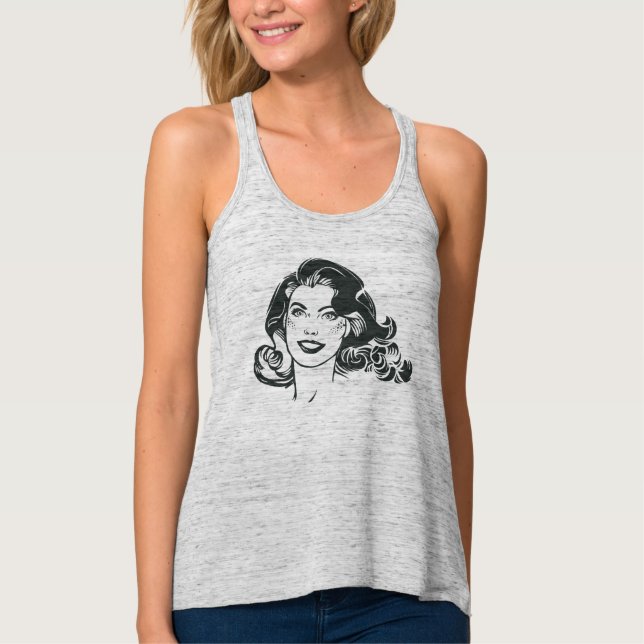 Supergirl Black and White Zeichn 2 Tank Top (Vorderseite)