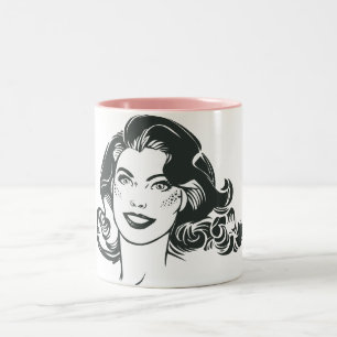Supergirl Black and White Zeichn 2 Zweifarbige Tasse