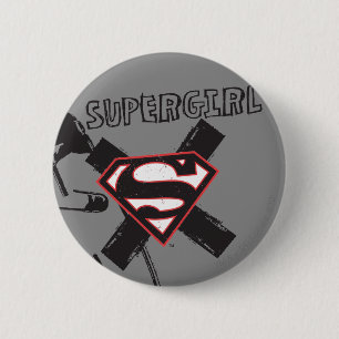 Supergirl Black Safety Buttone Button