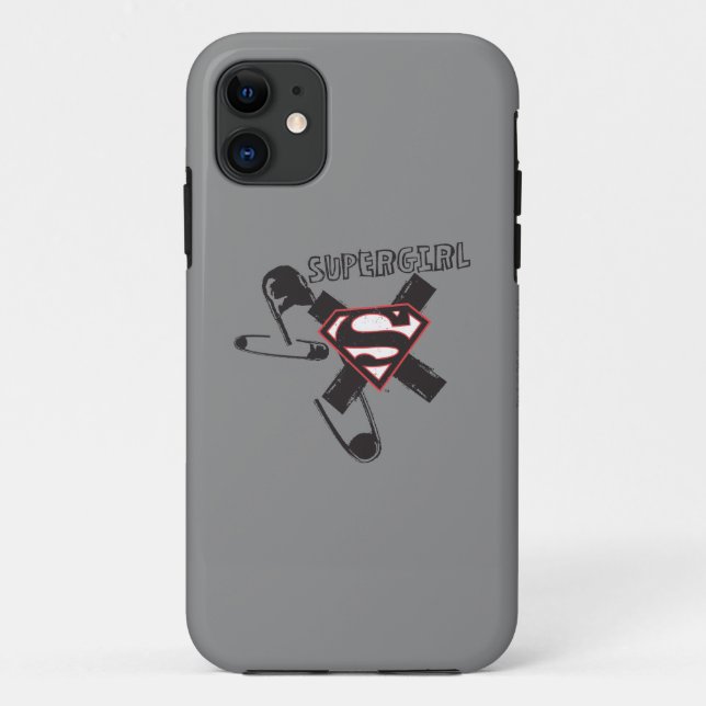 Supergirl Black Safety Buttone Case-Mate iPhone Hülle (Rückseite)