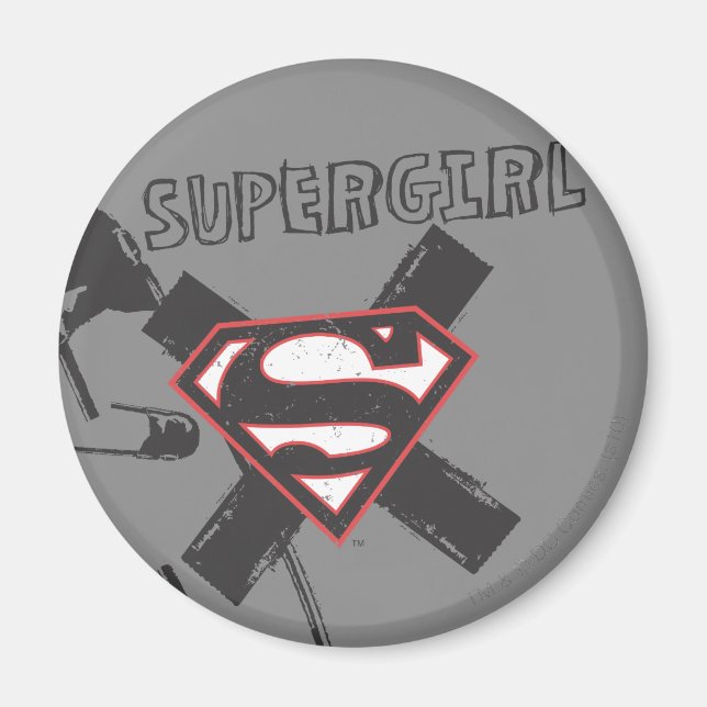 Supergirl Black Safety Buttone Magnet (Vorne)