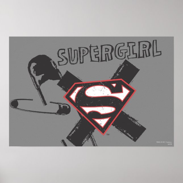 Supergirl Black Safety Buttone Poster (Vorne)