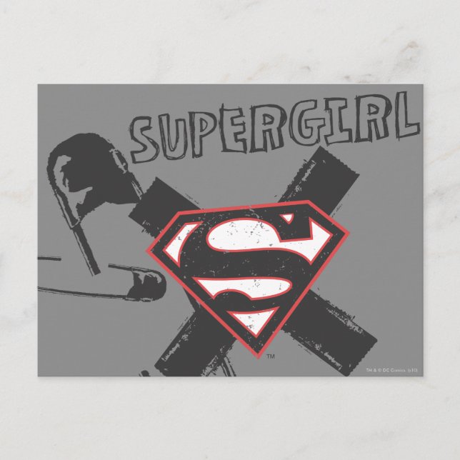 Supergirl Black Safety Buttone Postkarte (Vorderseite)