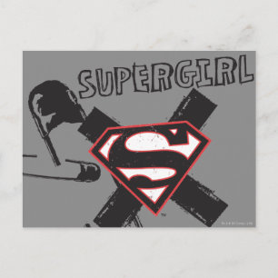 Supergirl Black Safety Buttone Postkarte