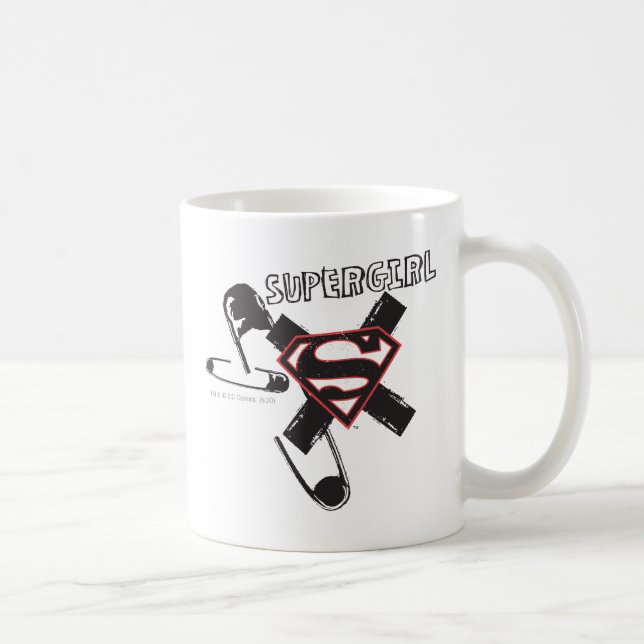 Supergirl Black Safety Buttone Tasse (Rechts)