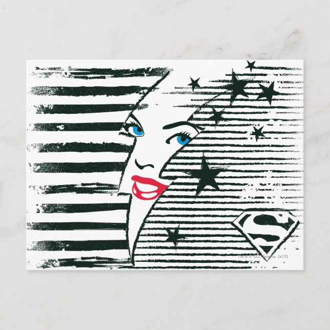 Supergirl Blitz mit Gesicht Postkarte (Vorderseite)