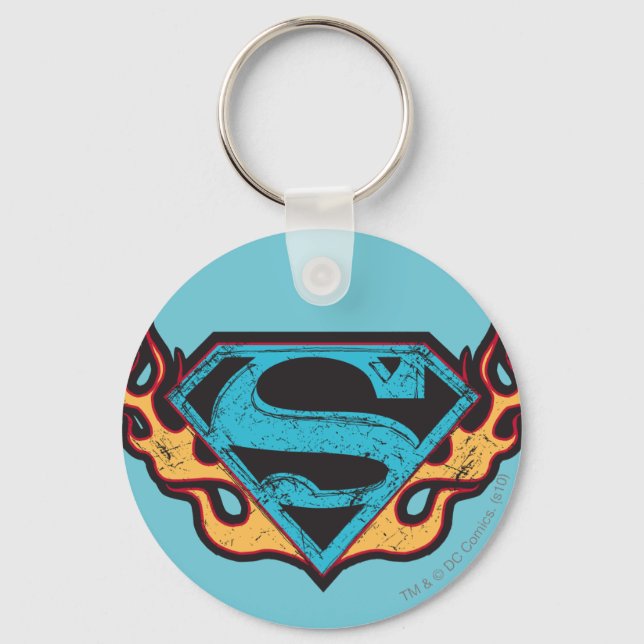 Supergirl Blue Logo mit Flammen Schlüsselanhänger (Vorderseite)
