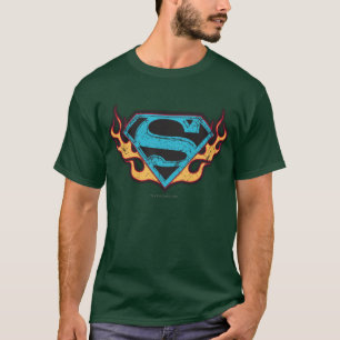 Supergirl Blue Logo mit Flammen T-Shirt