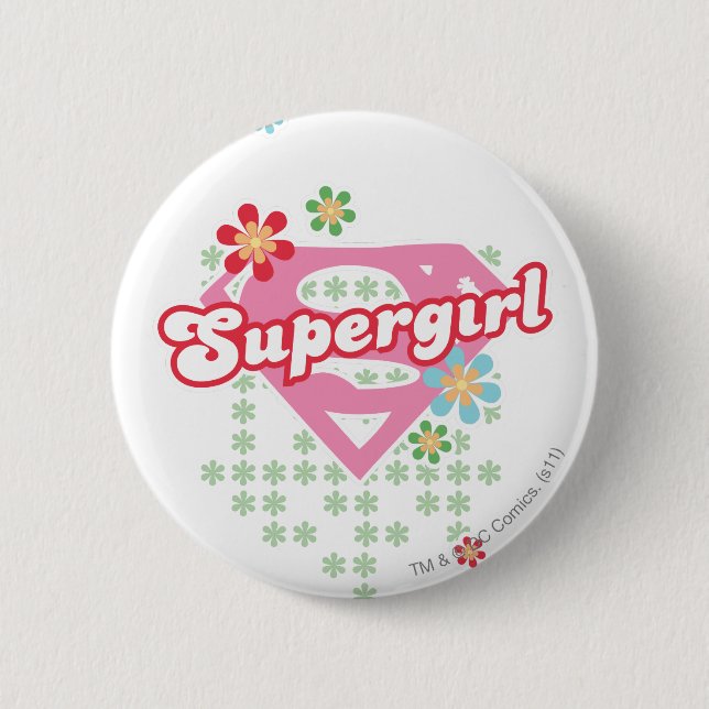 Supergirl Blume Madness Button (Vorderseite)