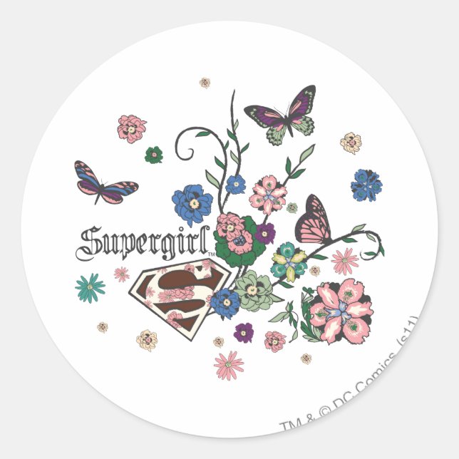 Supergirl Butterflies Runder Aufkleber (Vorderseite)