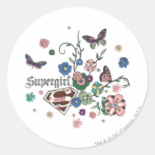 Supergirl Butterflies Runder Aufkleber
