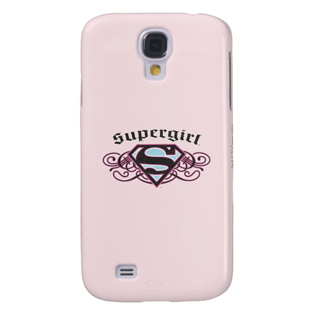 Supergirl Button Strips Schwarz und Rosa Case-Mate Samsung Galaxy Hülle (Rückseite)