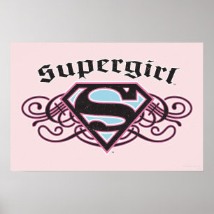 Supergirl Button Strips Schwarz und Rosa Poster