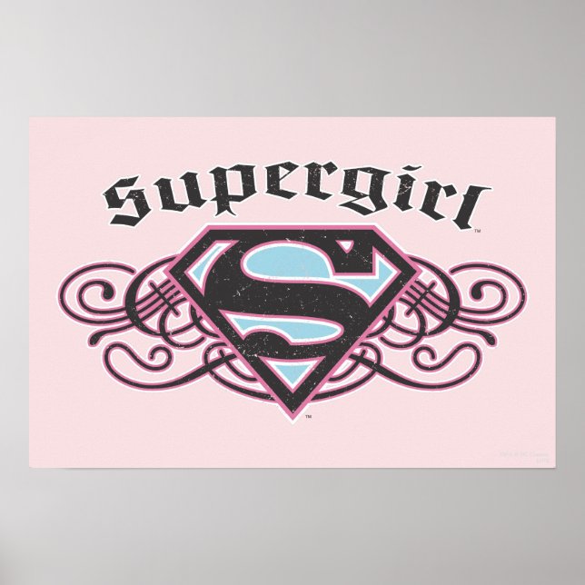 Supergirl Button Strips Schwarz und Rosa Poster (Vorne)