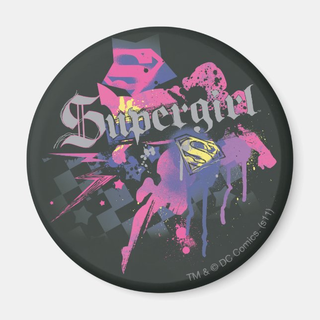 Supergirl Checkered Spritzer Magnet (Vorne)
