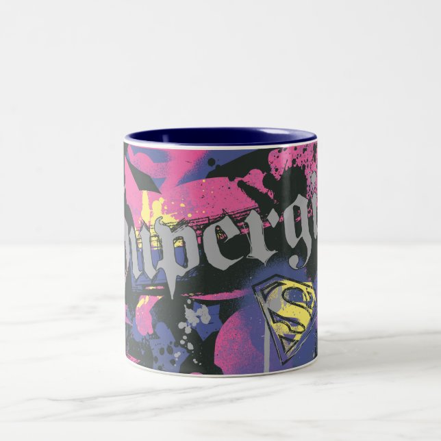 Supergirl Checkered Spritzer Zweifarbige Tasse (Mittel)