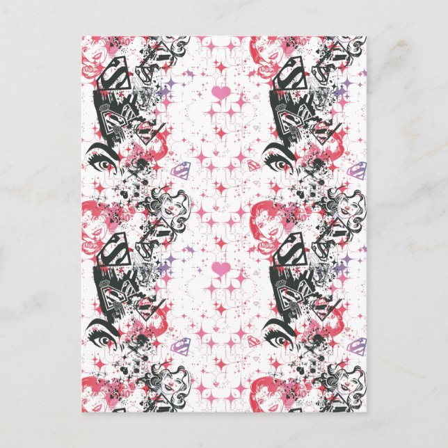 Supergirl Collage Pattern Postkarte (Vorderseite)