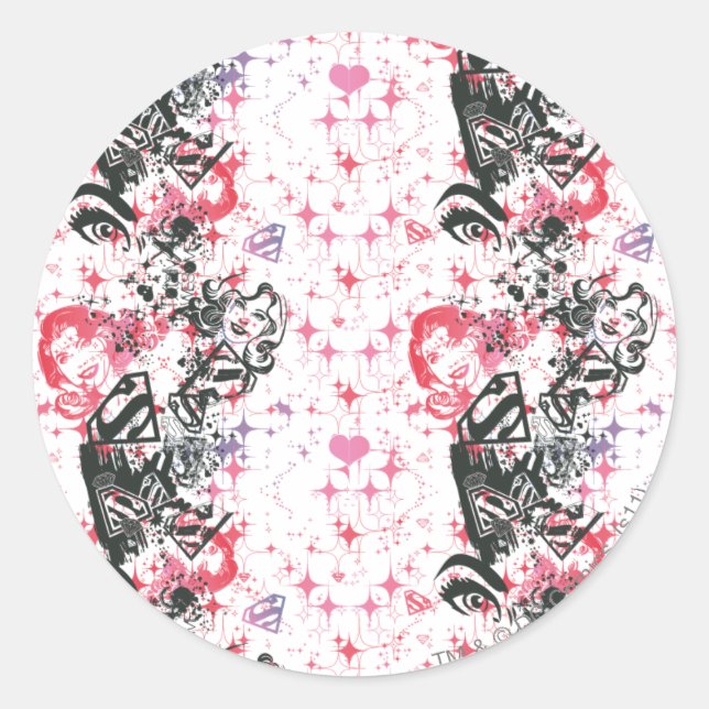 Supergirl Collage Pattern Runder Aufkleber (Vorderseite)
