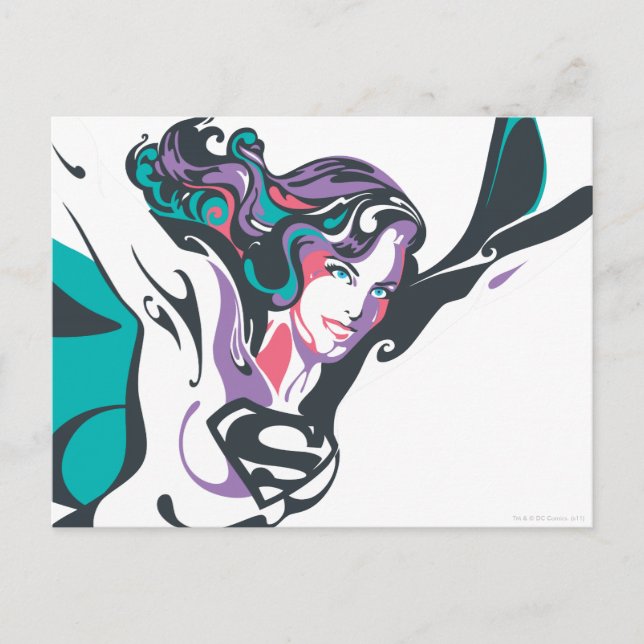 Supergirl Color Splash Pose 3 Postkarte (Vorderseite)