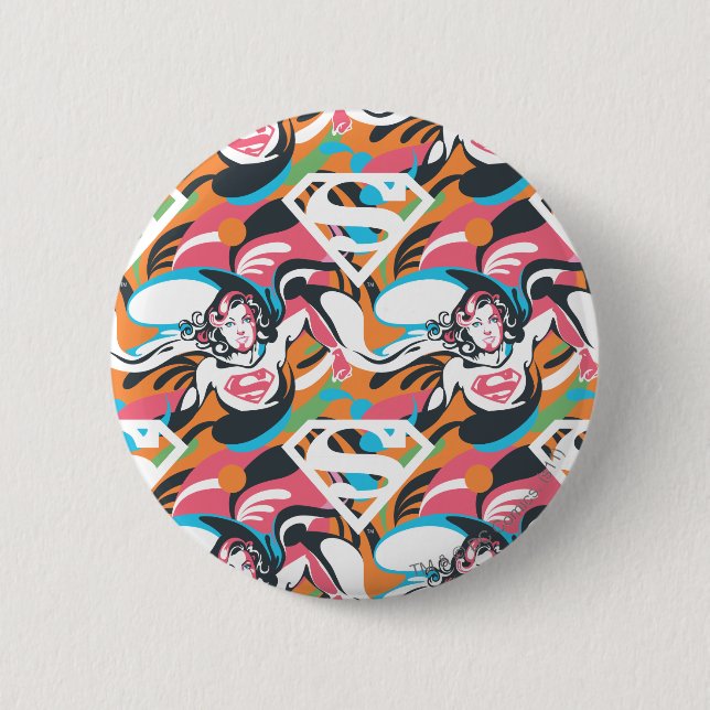 Supergirl Color Splash Wirbel Muster 4 Button (Vorderseite)