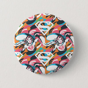 Supergirl Color Splash Wirbel Muster 4 Button