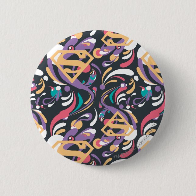 Supergirl Color Splash Wirbel Muster 8 Button (Vorderseite)