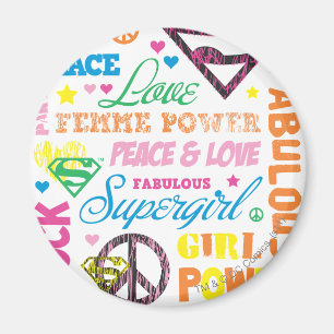 Supergirl Colorful Text Collage Magnet