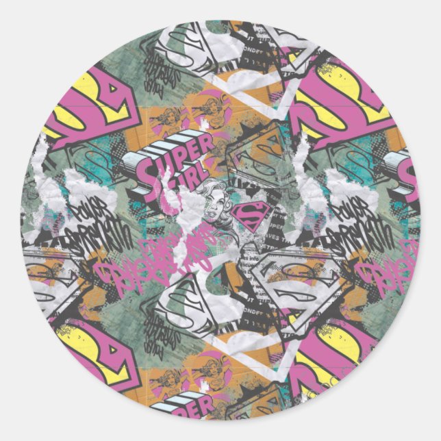 Supergirl Comic Capers Muster 10 Runder Aufkleber (Vorderseite)
