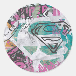 Supergirl Comic Capers Pattern 11 Runder Aufkleber
