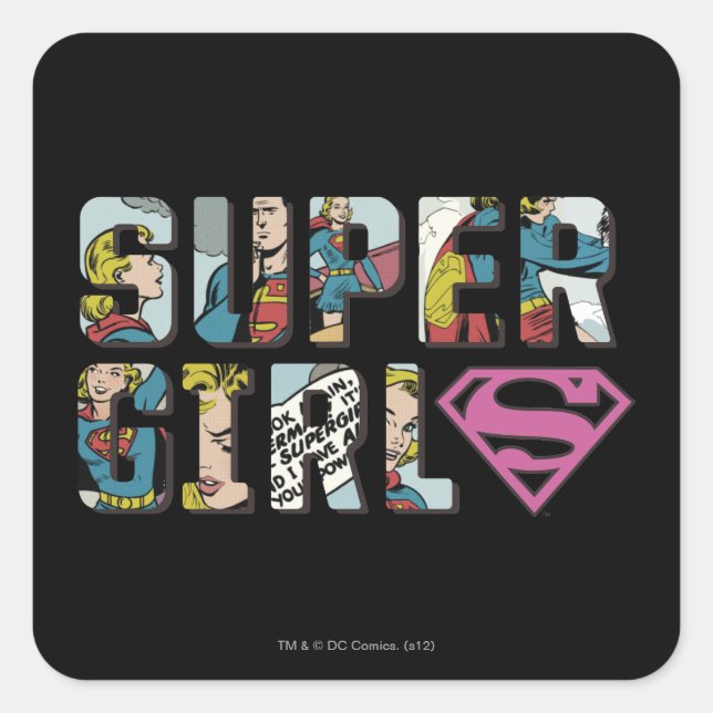 Supergirl-Comic-Logo Quadratischer Aufkleber (Vorderseite)