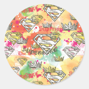Supergirl Crown Pattern Runder Aufkleber