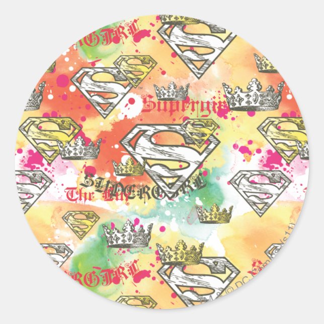 Supergirl Crown Pattern Runder Aufkleber (Vorderseite)