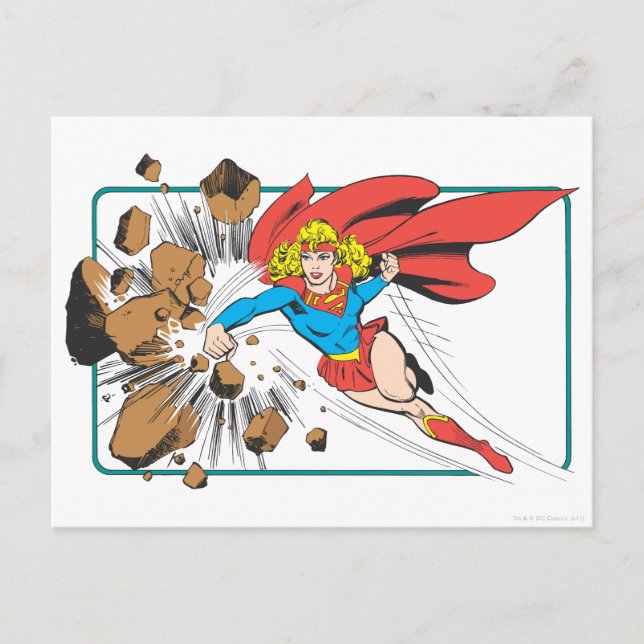 Supergirl Destroys Boulder Postkarte (Vorderseite)