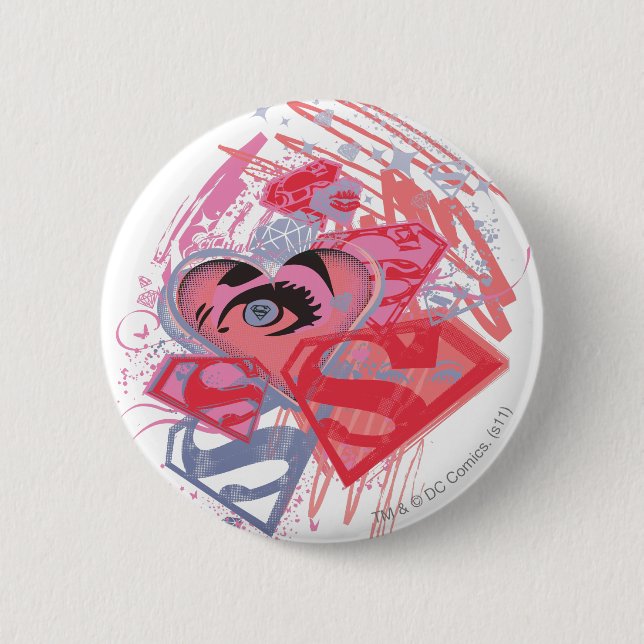 Supergirl Diamonds and Lips Button (Vorderseite)