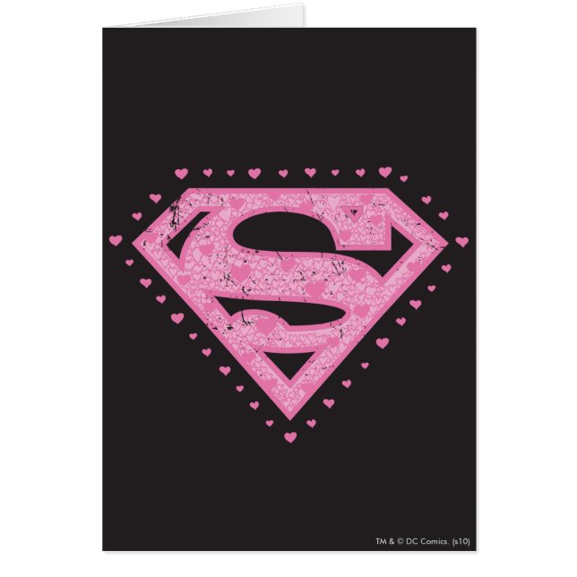 Supergirl Distressed Logo Schwarz und Rosa (Vorne)