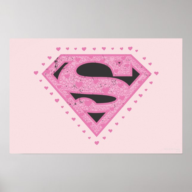 Supergirl Distressed Logo Schwarz und Rosa Poster (Vorne)