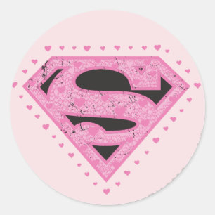 Supergirl Distressed Logo Schwarz und Rosa Runder Aufkleber