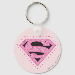 Supergirl Distressed Logo Schwarz und Rosa Schlüsselanhänger