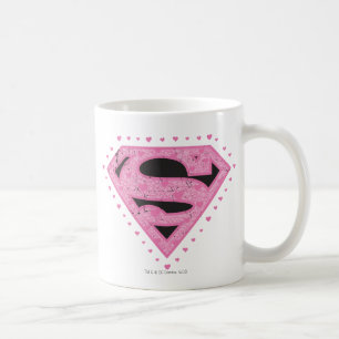 Supergirl Distressed Logo Schwarz und Rosa Tasse